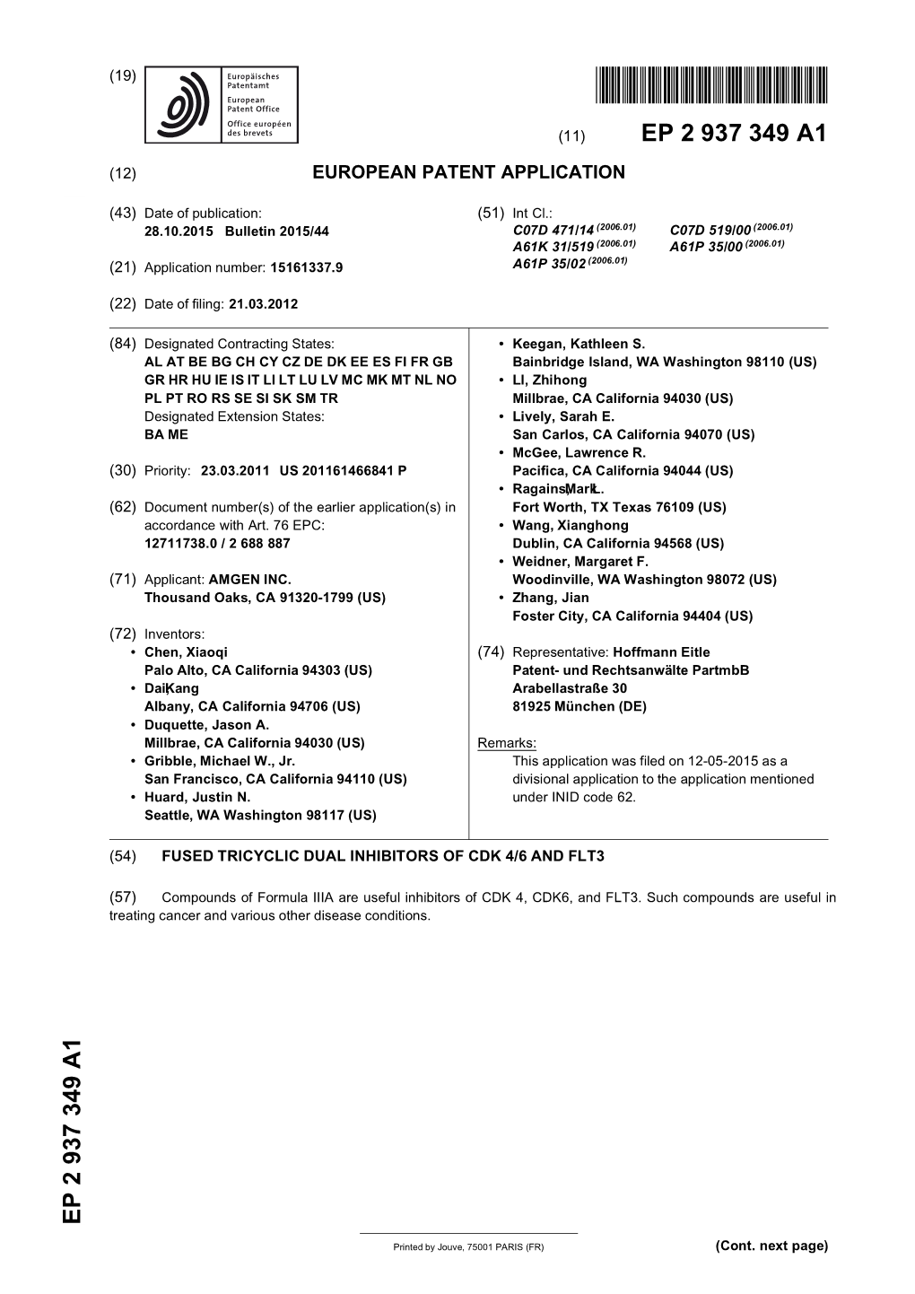 Fused Tricyclic Dual Inhibitors of Cdk 4/6 and Flt3