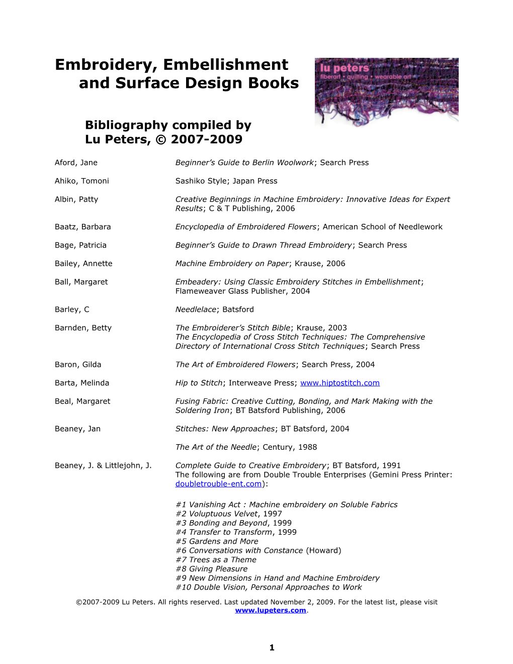 Embroidery, Embellishment, and Surface Design Books