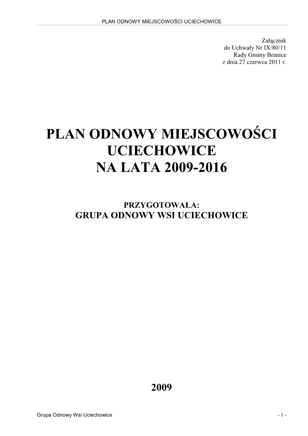 Plan Odnowy Miejscowo Ści Uciechowice