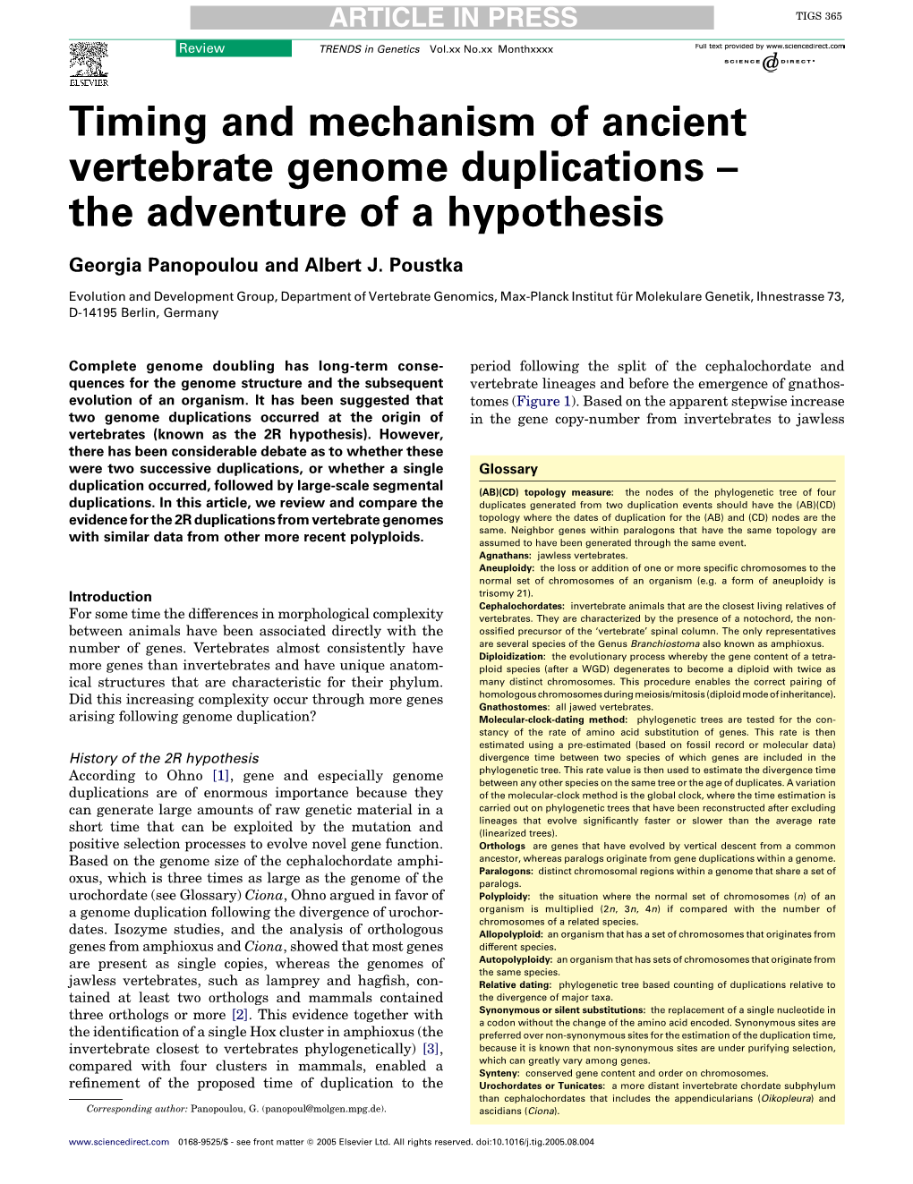 Timing and Mechanism of Ancient Vertebrate Genome Duplications – the Adventure of a Hypothesis