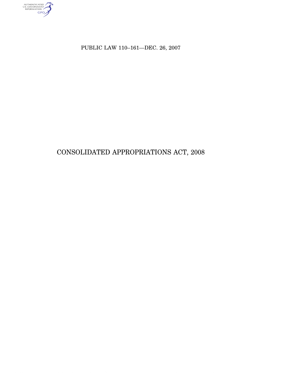 Consolidated Appropriations Act, 2008