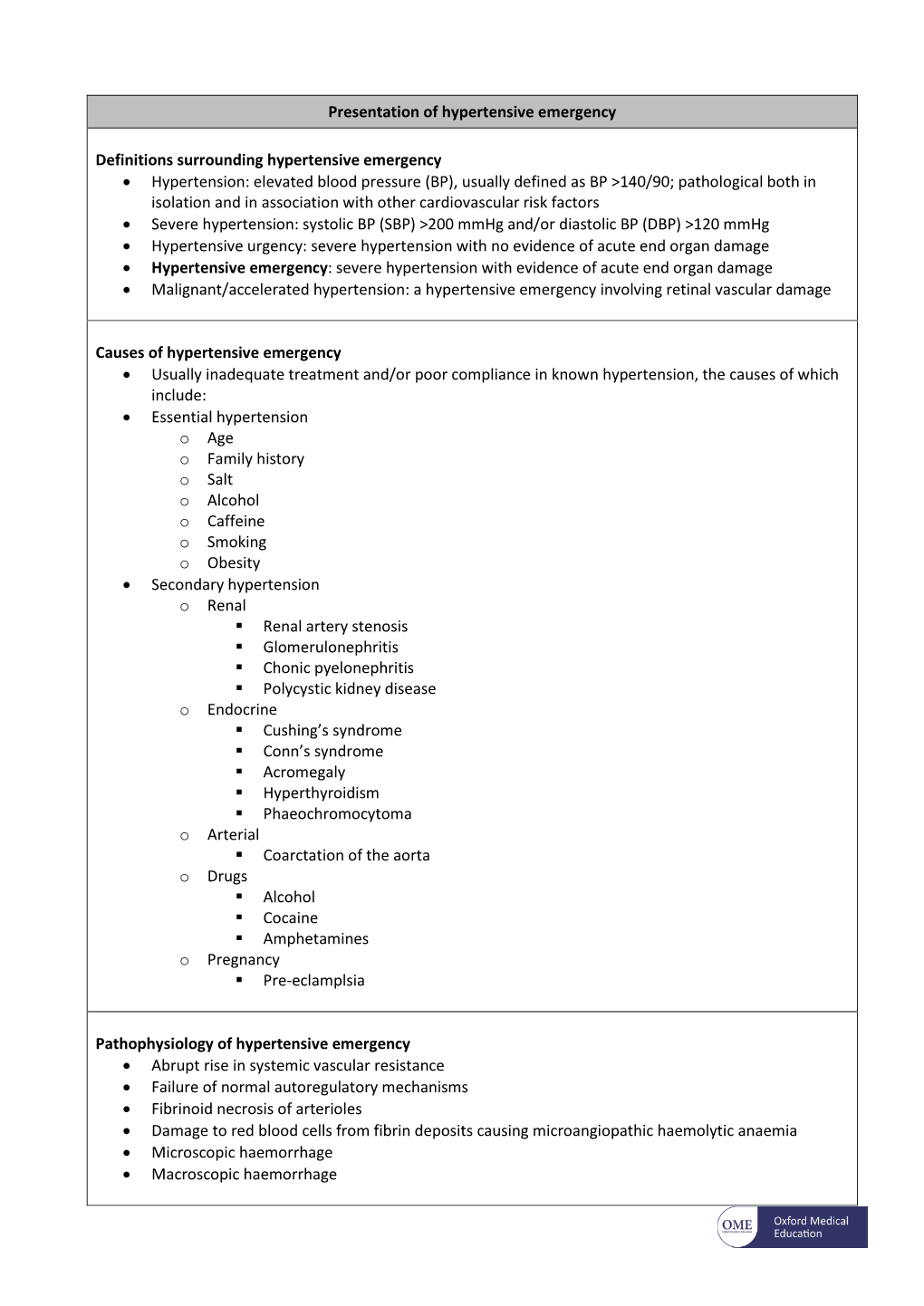 Hypertensive Emergency