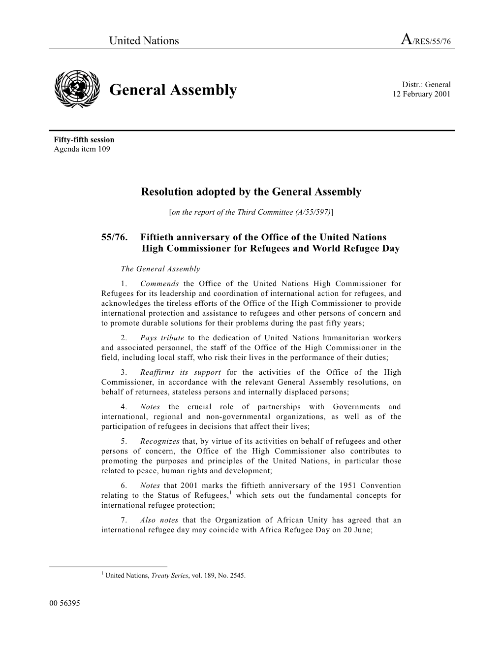 General Assembly 12 February 2001