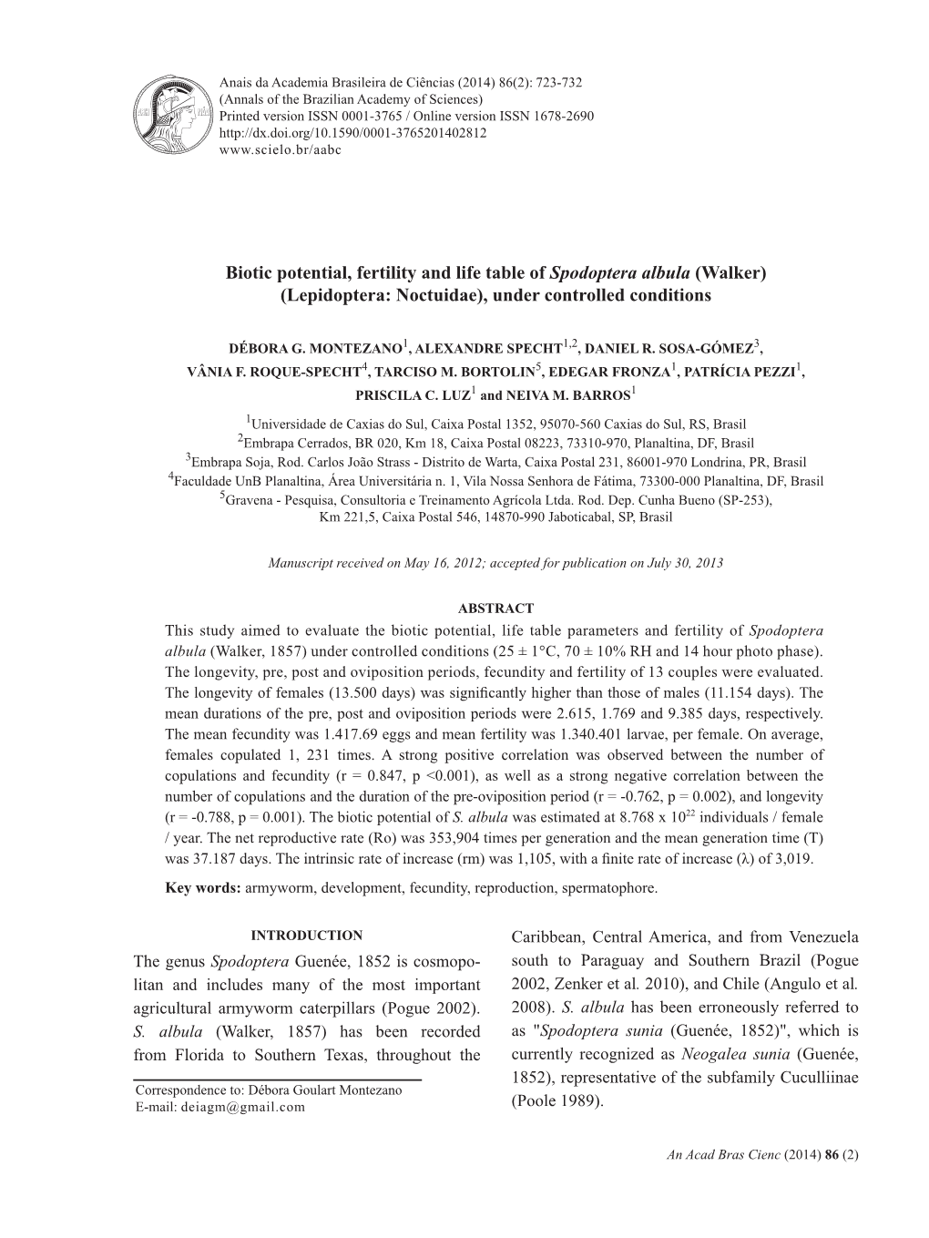 Biotic Potential, Fertility and Life Table of Spodoptera Albula (Walker) (Lepidoptera: Noctuidae), Under Controlled Conditions