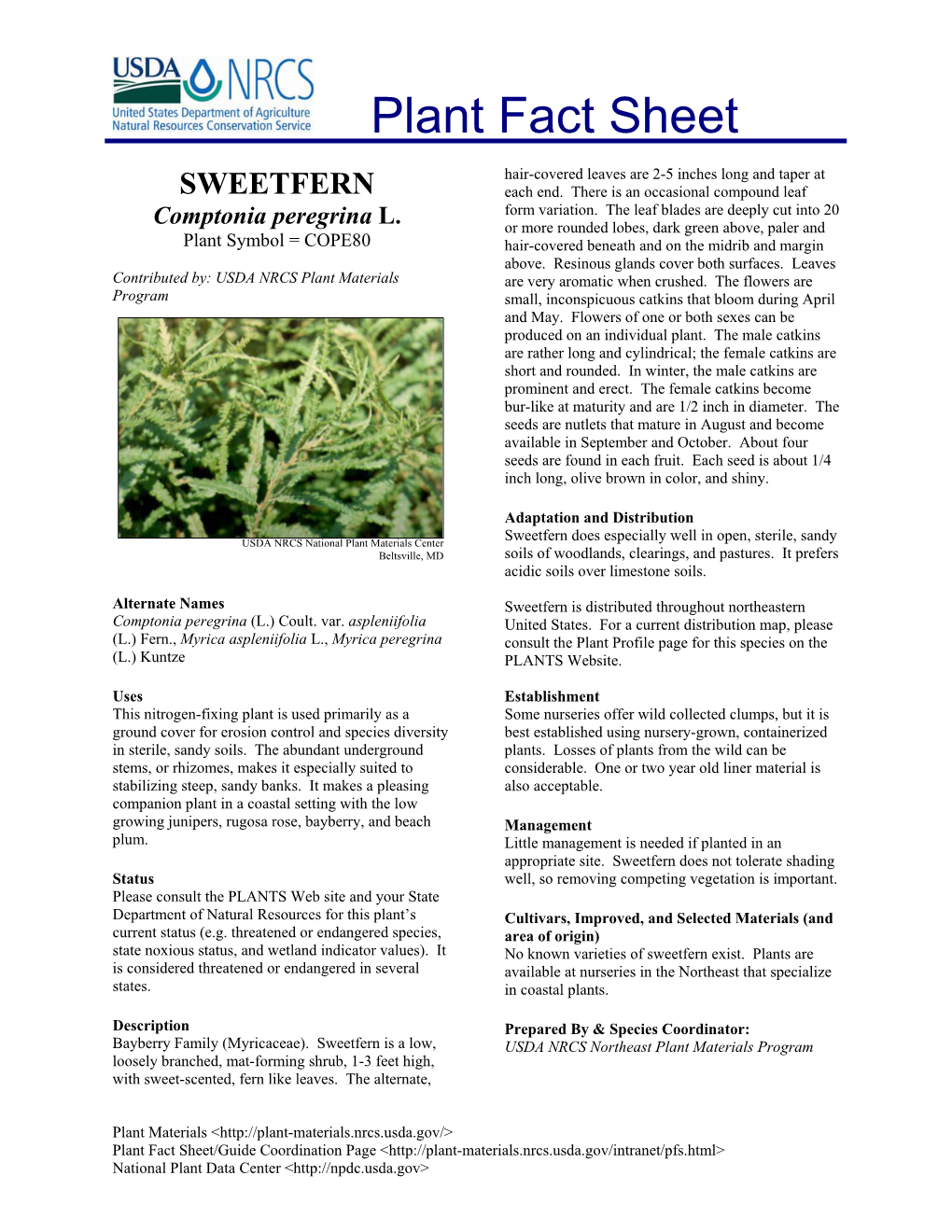 Plant Fact Sheet