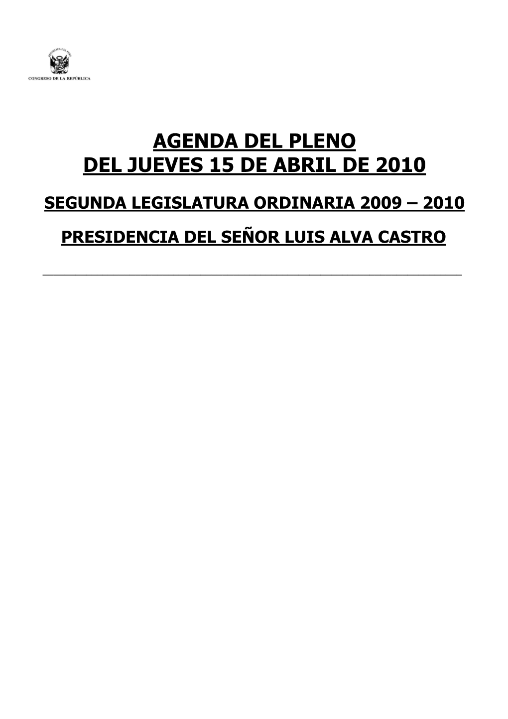 Agenda Del 15 De Abril De 2010