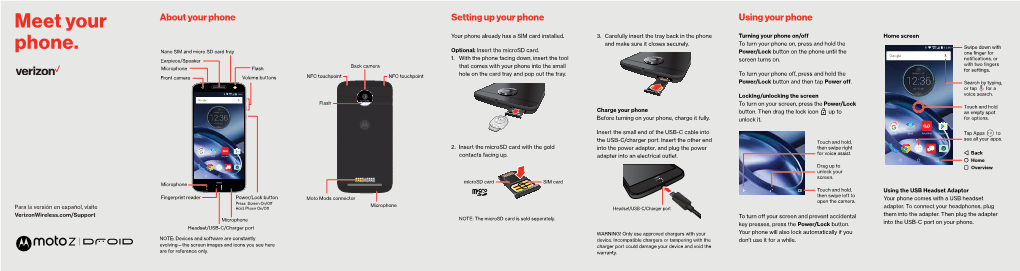 Verizon Moto Z DROID MM Getting Started Guide XT1650-01