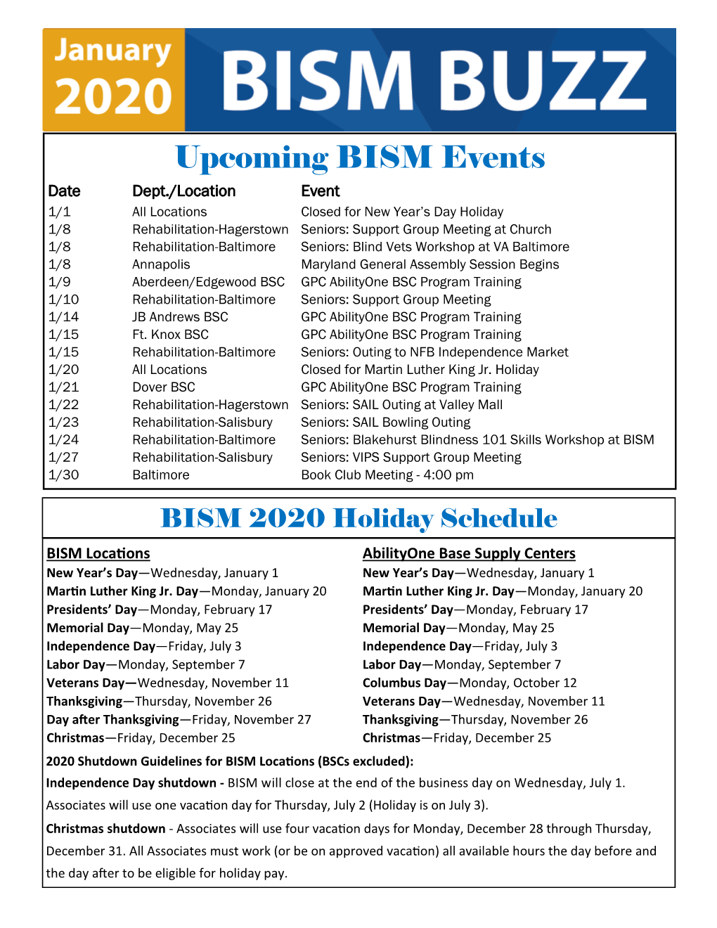 Upcoming BISM Events