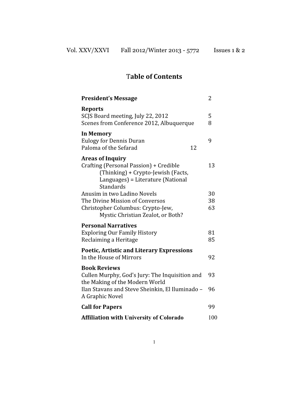 Table of Contents