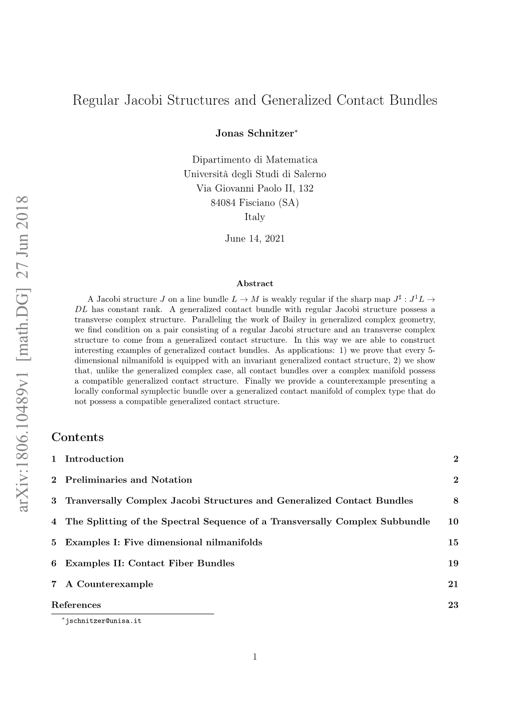 Regular Jacobi Structures and Generalized Contact Bundles