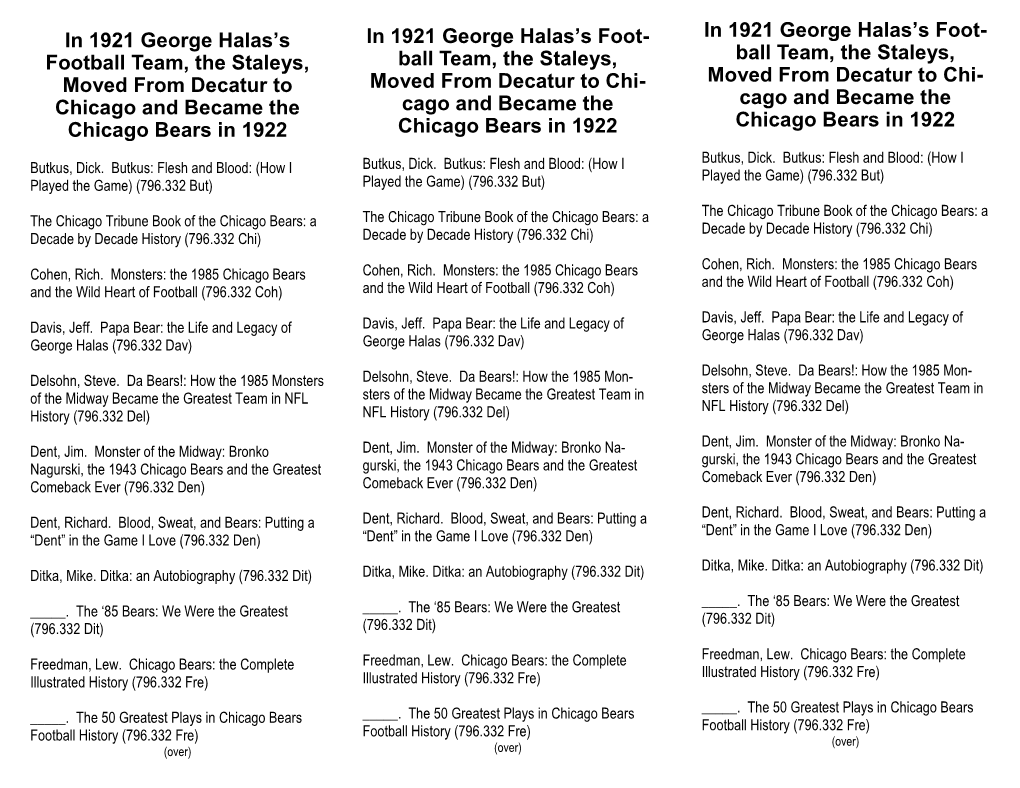 Cago and Became the Chicago Bears in 1922 in 1