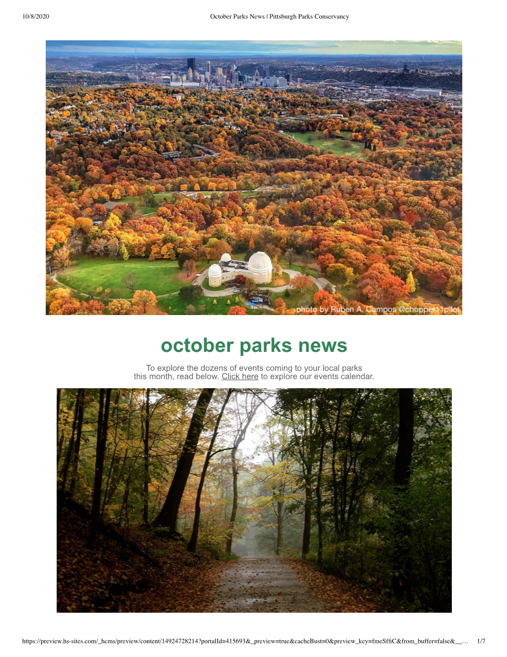 October Parks News | Pittsburgh Parks Conservancy