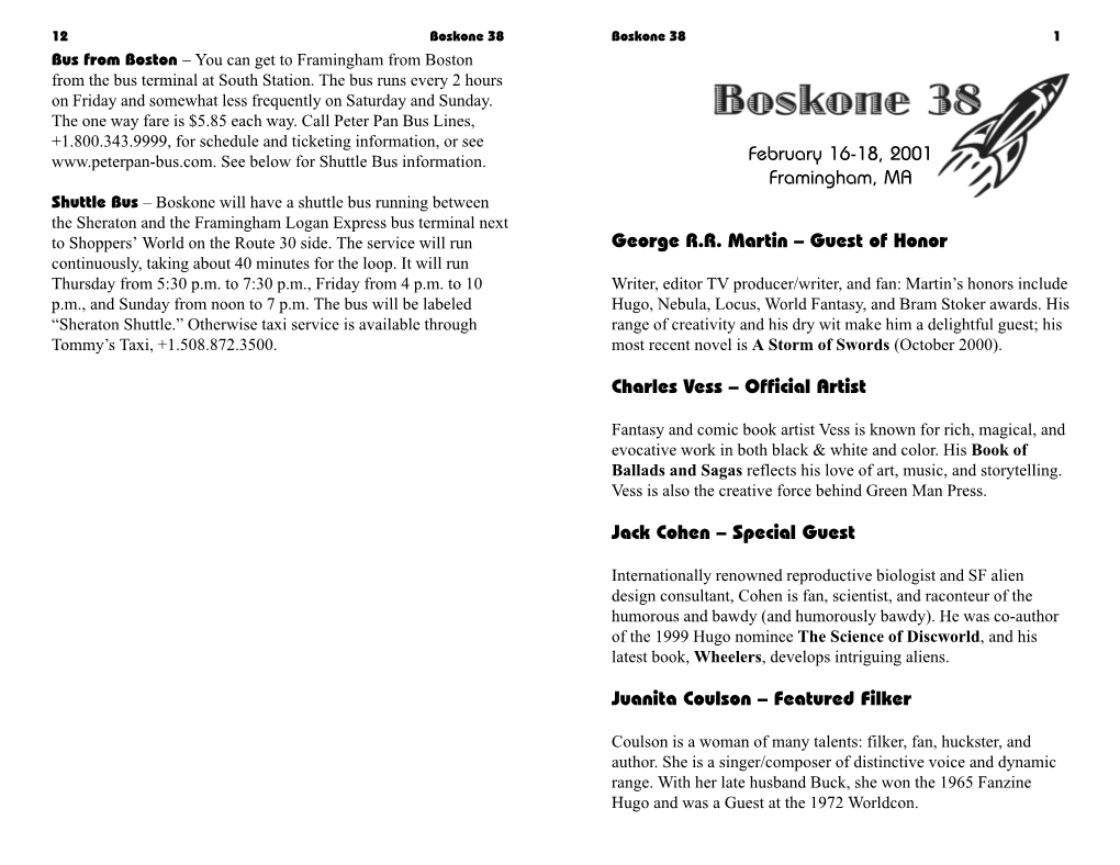 Boskone 38 Progress Report