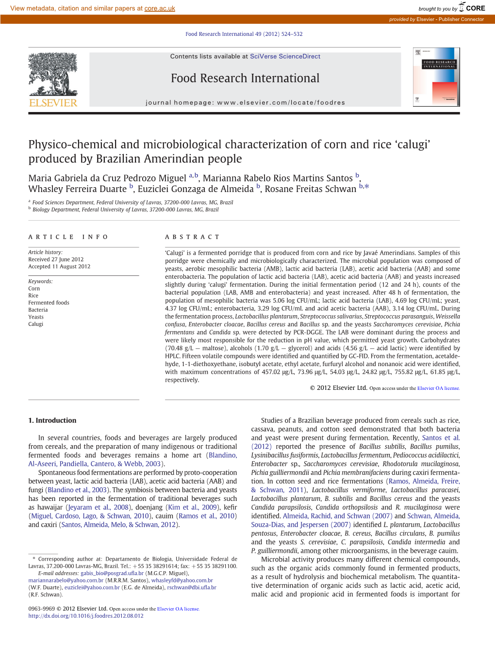 Physico-Chemical and Microbiological Characterization of Corn and Rice ‘Calugi’ Produced by Brazilian Amerindian People