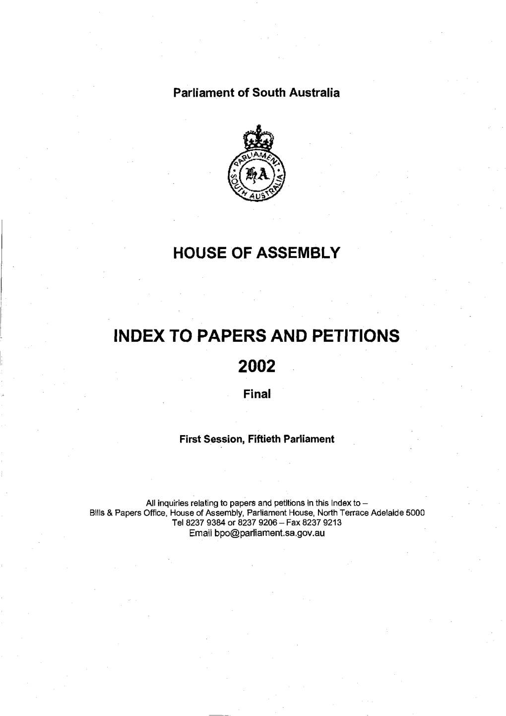 To Papers and Petitions 2002