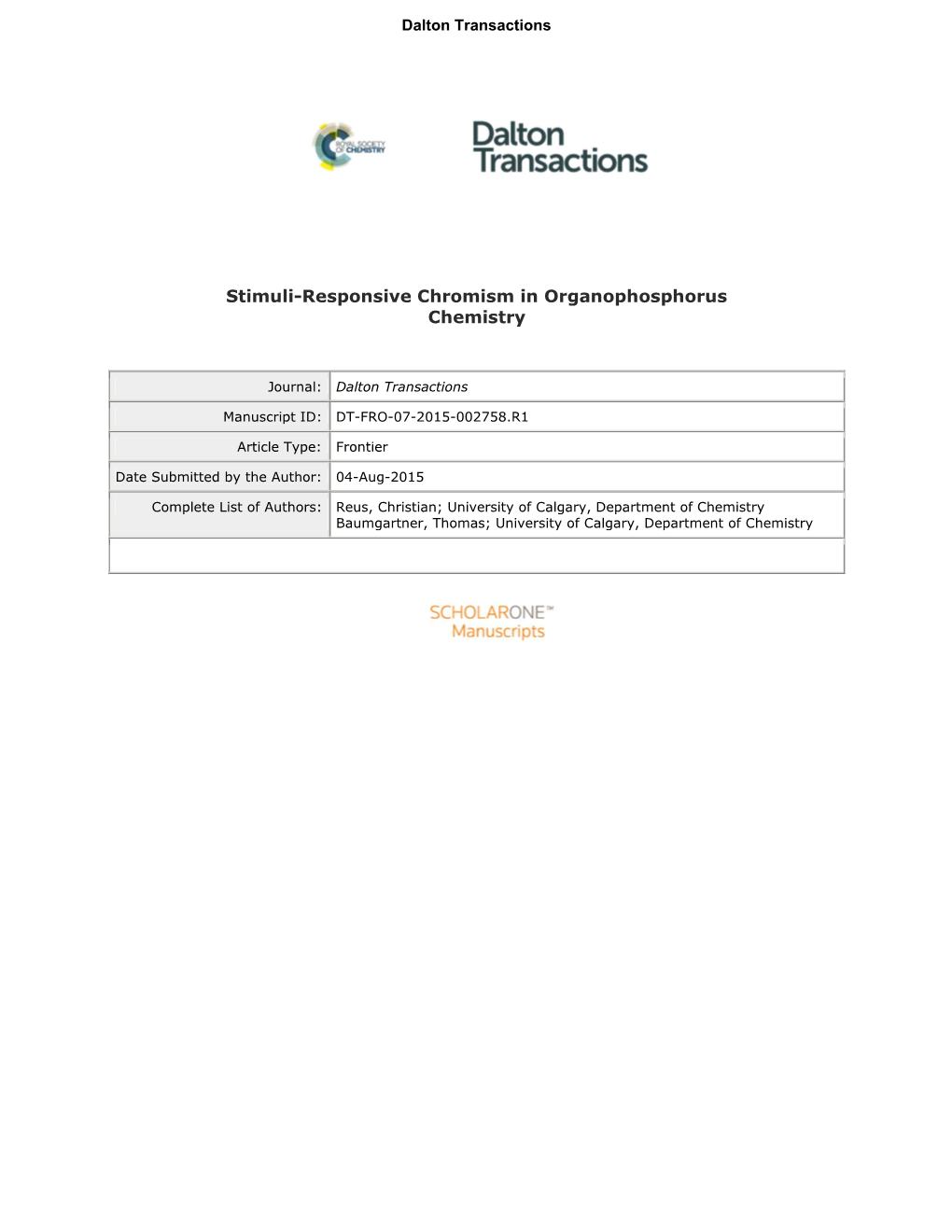 Stimuli-Responsive Chromism in Organophosphorus Chemistry