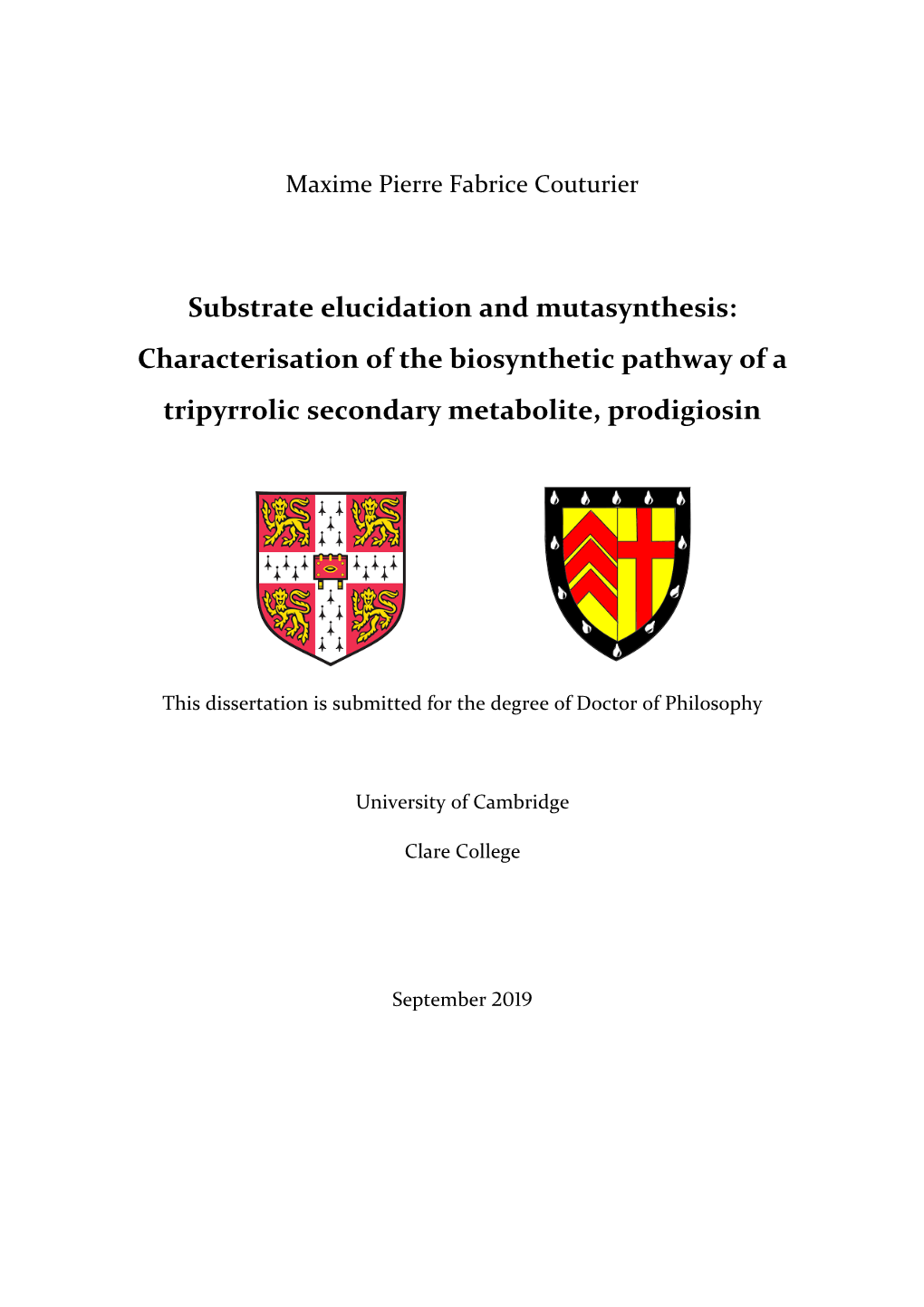 Characterisation of the Biosynthetic Pathway of a Tripyrrolic Secondary Metabolite, Prodigiosin