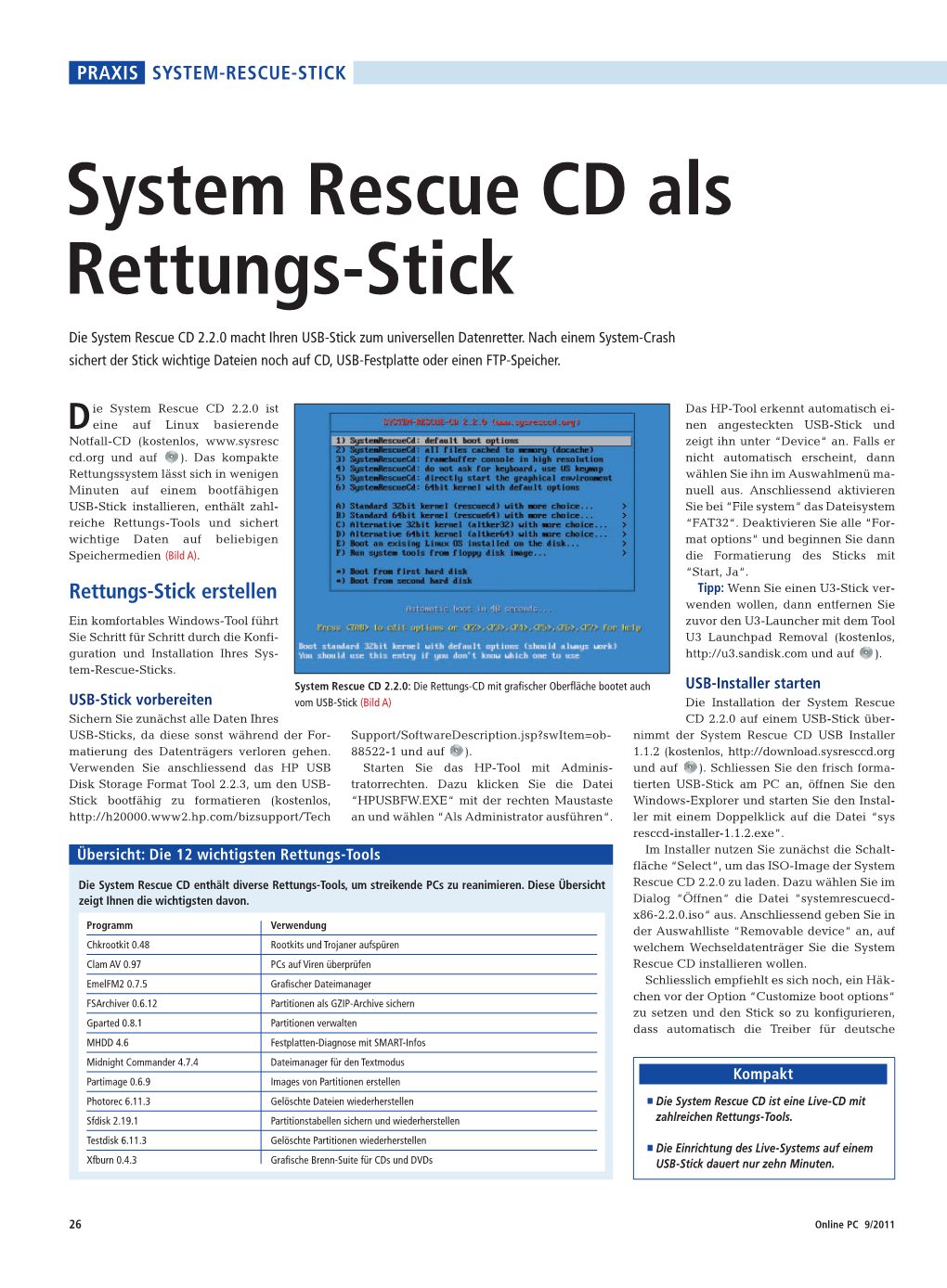 System Rescue CD Als Rettungs-Stick