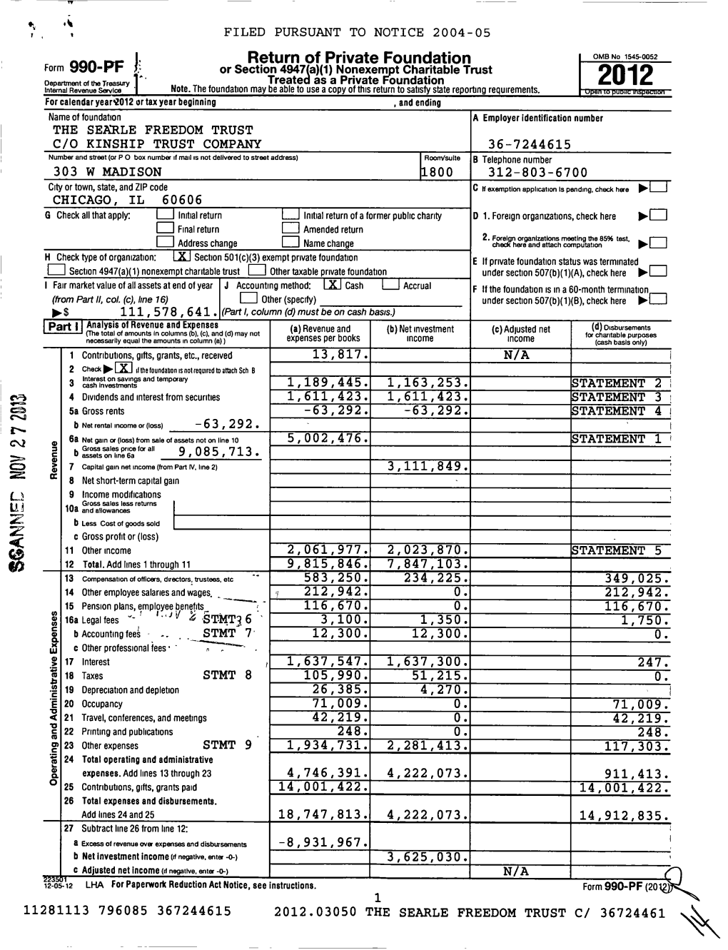 Return of Private Foundation