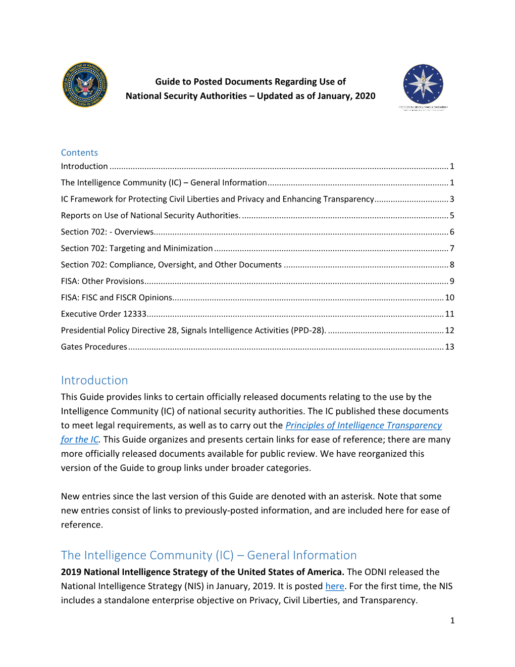 Introduction the Intelligence Community (IC) – General Information