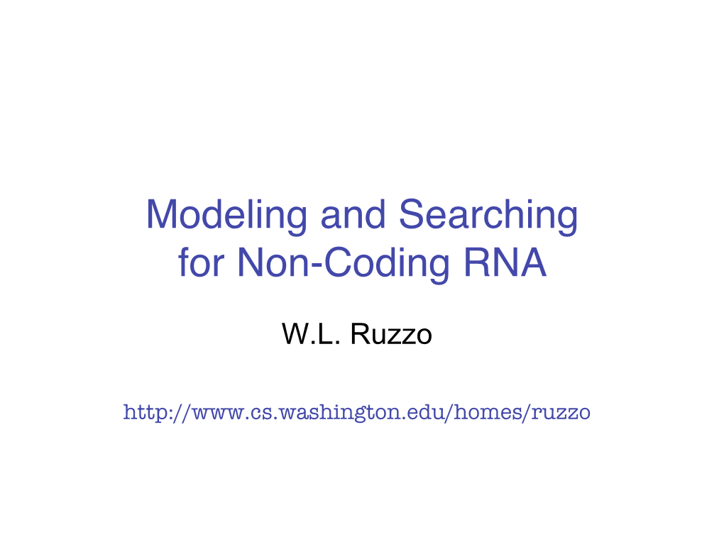 Modeling and Searching for Non-Coding RNA