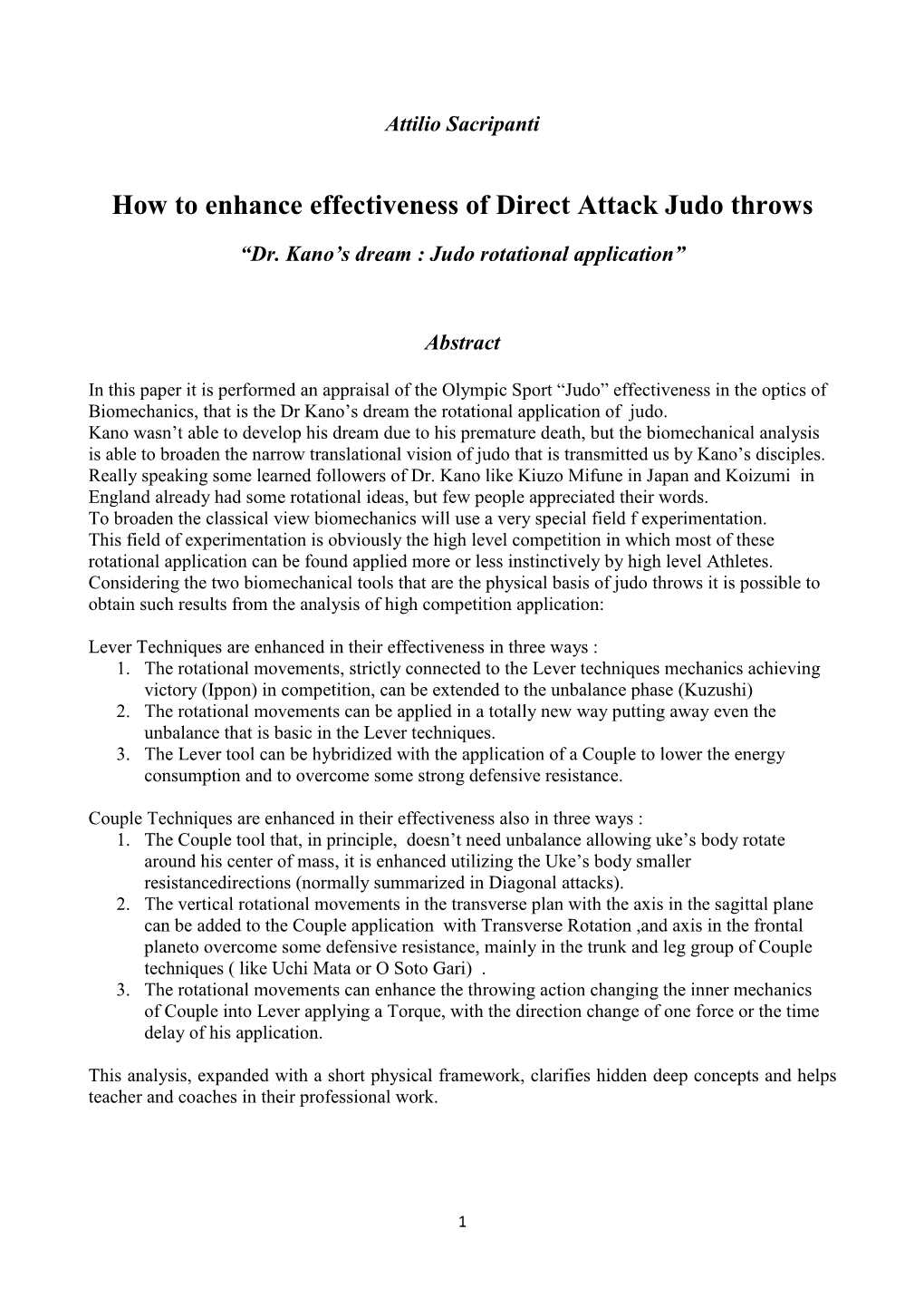 How to Enhance Effectiveness of Direct Attack Judo Throws