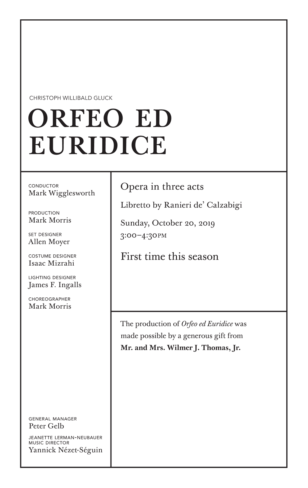 Orfeo Ed Euridice