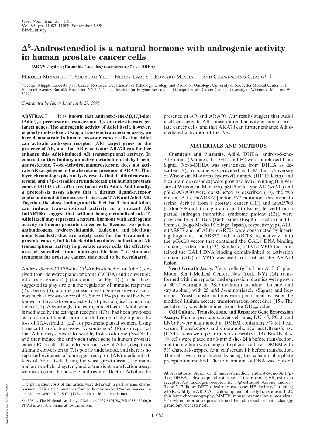 In Human Prostate Cancer Cells (Ara70͞hydroxyflutamide͞casodex͞testosterone͞7-Oxo-DHEA)