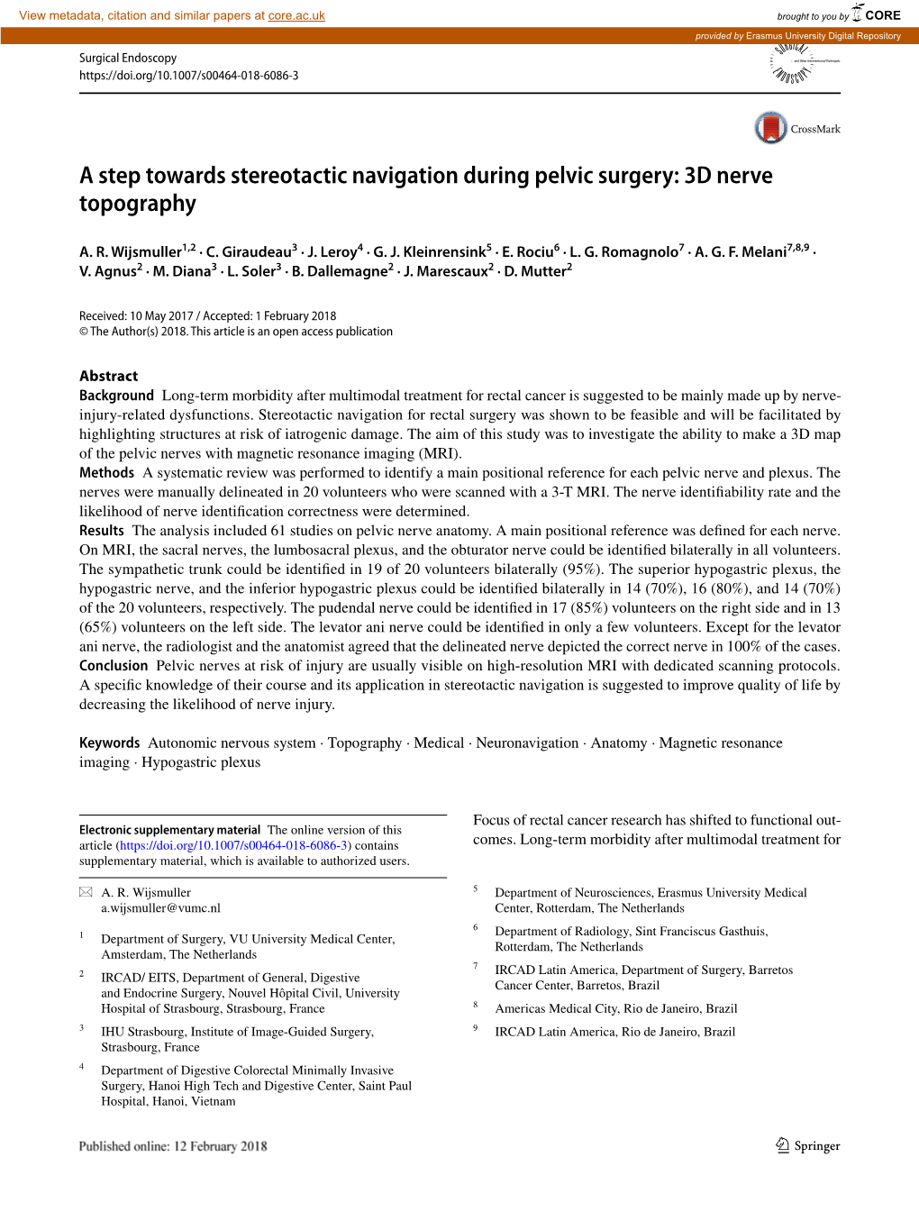 A Step Towards Stereotactic Navigation During Pelvic Surgery: 3D Nerve Topography