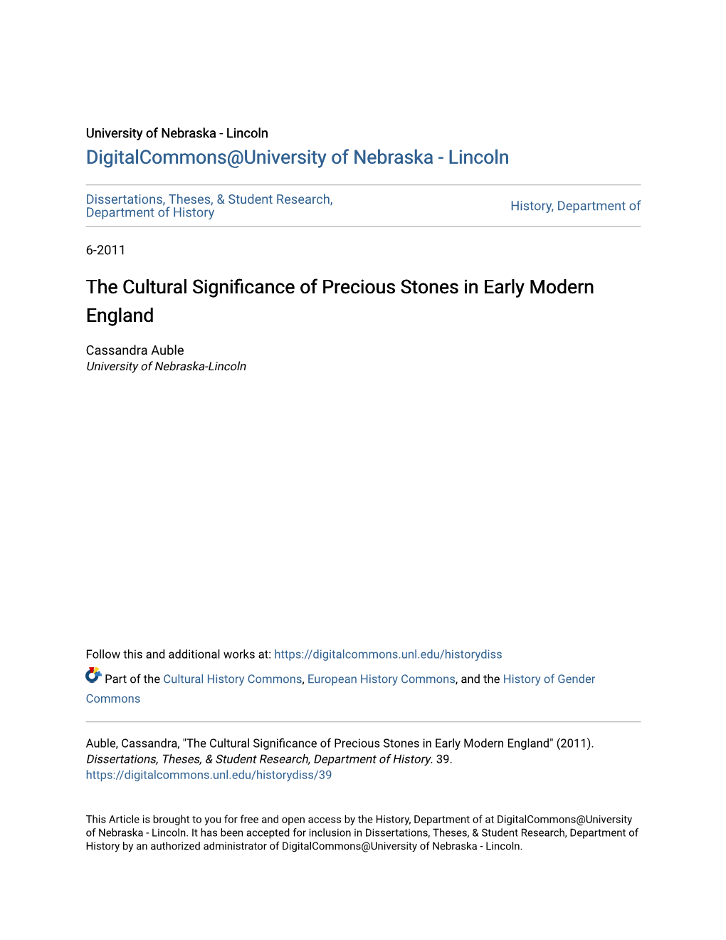 The Cultural Significance of Precious Stones in Early Modern England