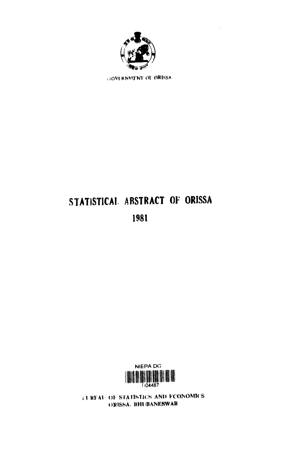 Statisticai Abstract 01 Orissa 1981