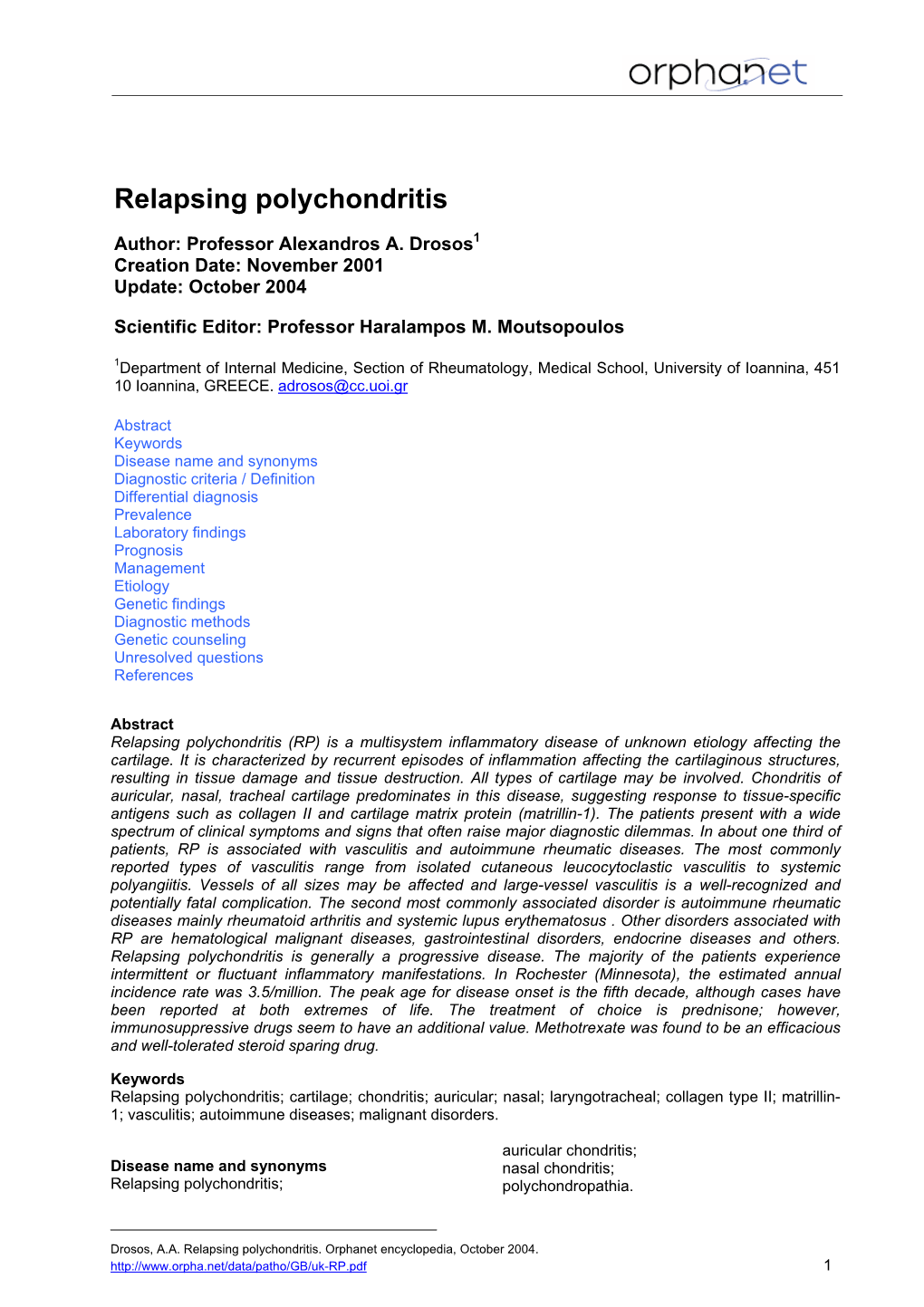 Relapsing Polychondritis