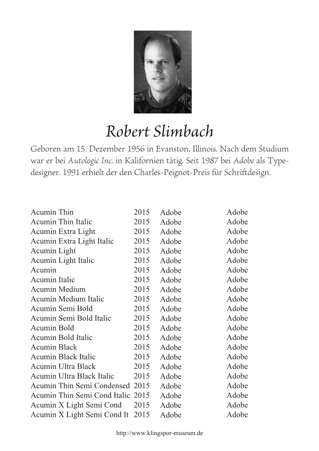 Robert Slimbach Geboren Am 15