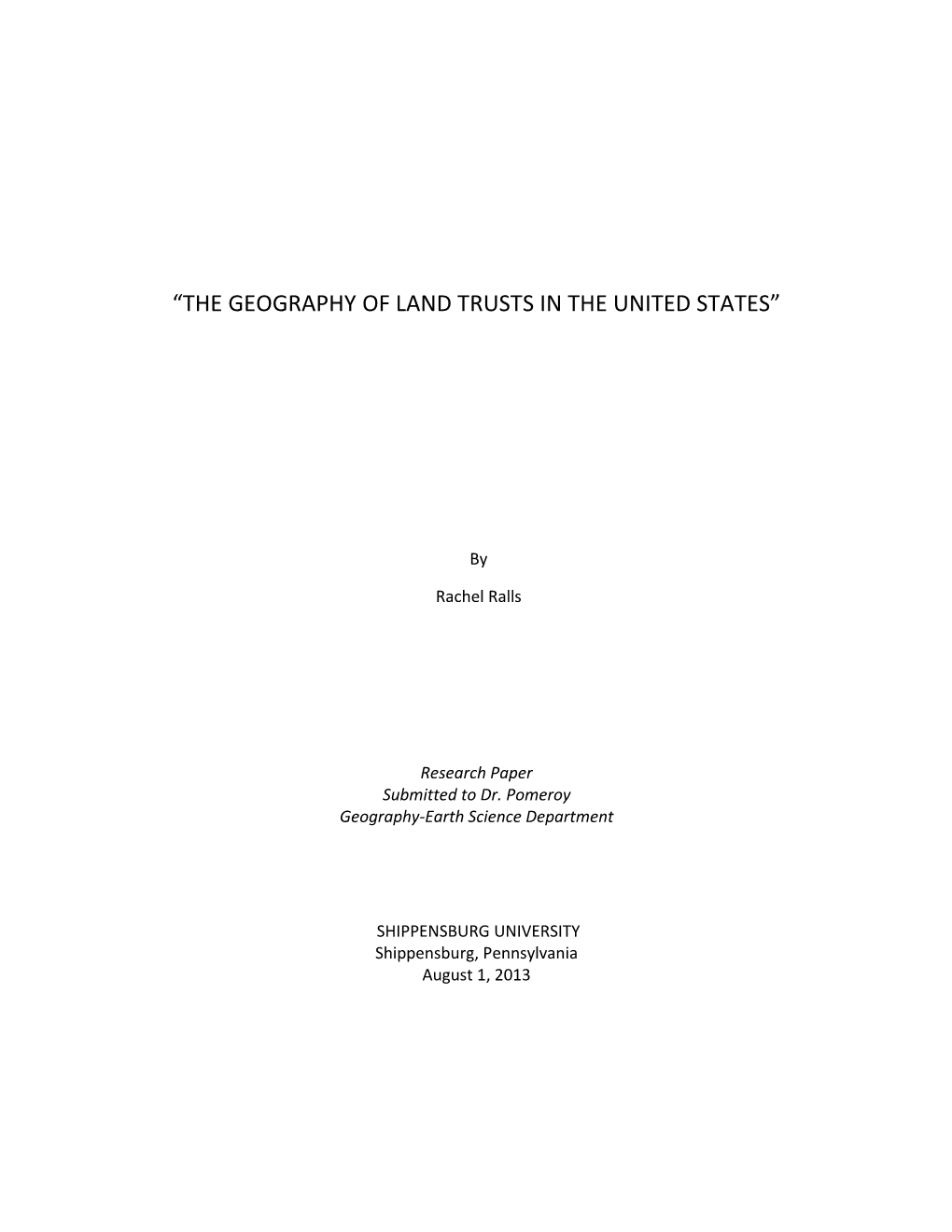 “The Geography of Land Trusts in the United States”