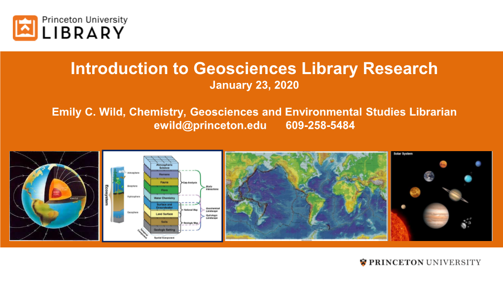 Introduction to Geosciences Library Research January 23, 2020