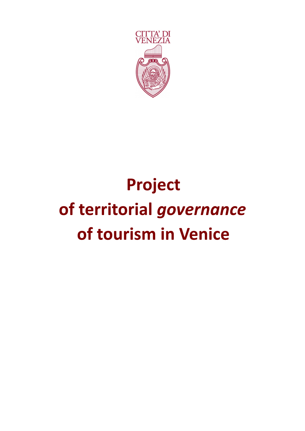 Project of Territorial Governance of Tourism in Venice