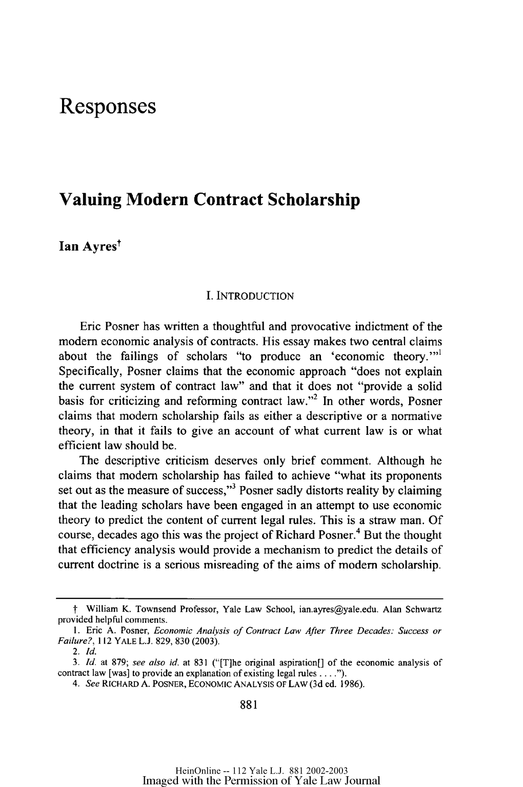 Valuing Modern Contract Scholarship