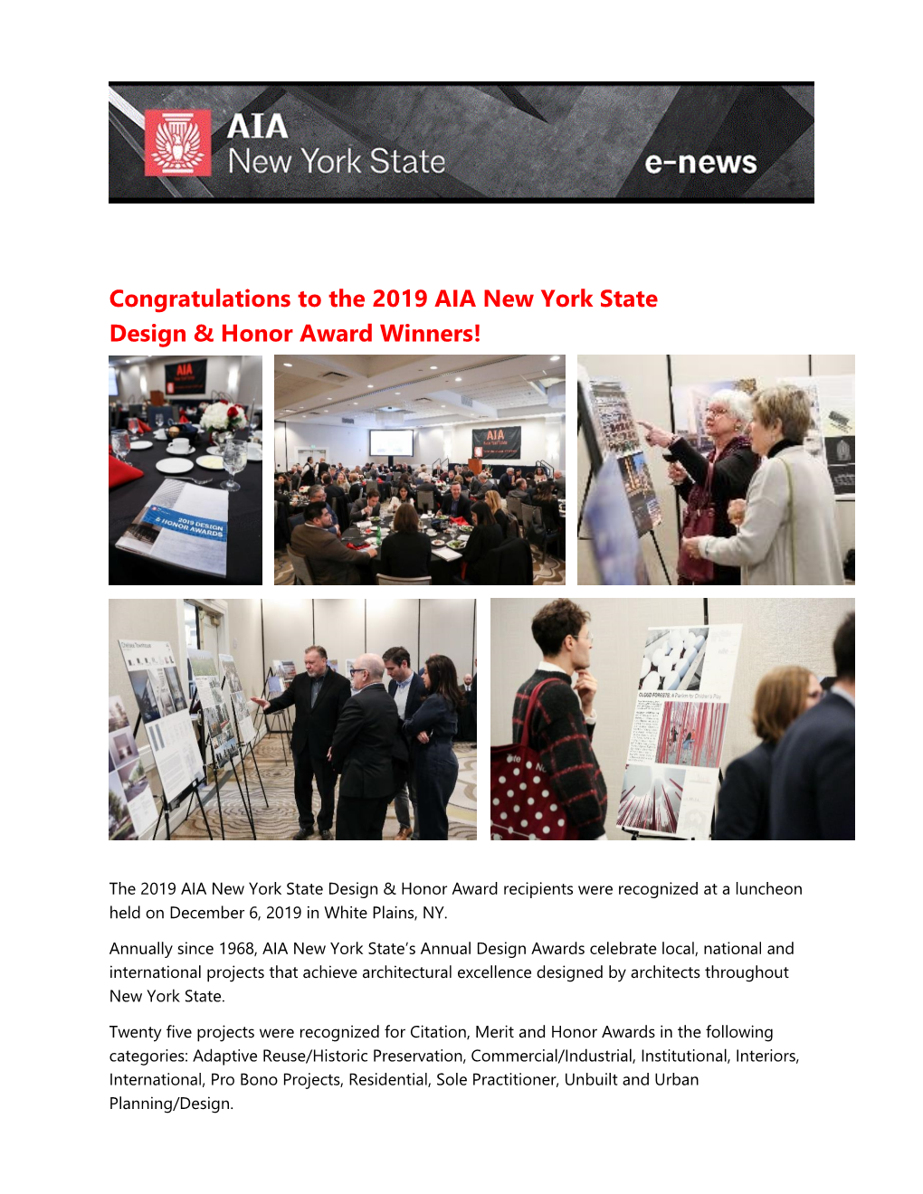 Congratulations to the 2019 AIA New York State Design & Honor Award