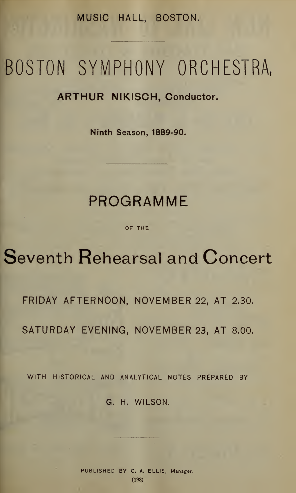 Boston Symphony Orchestra Concert Programs, Season 9, 1889-1890
