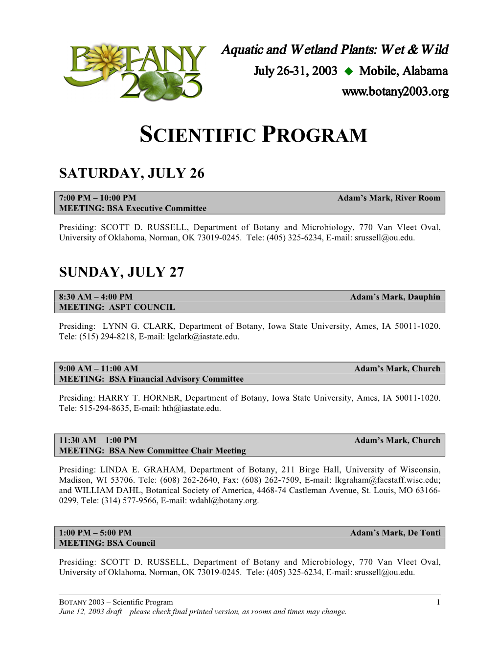 Scientific Program