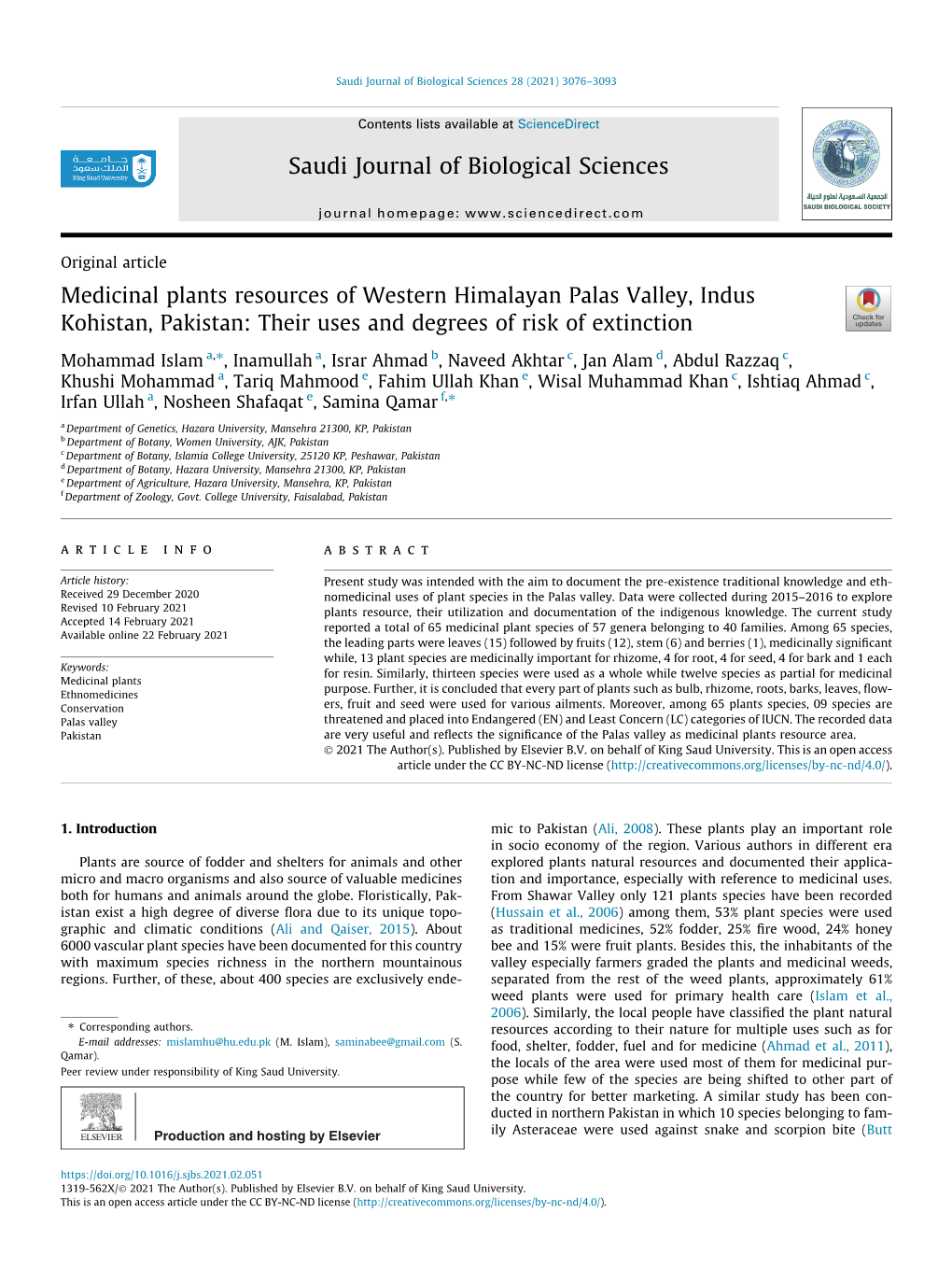 Their Uses and Degrees of Risk of Extinc