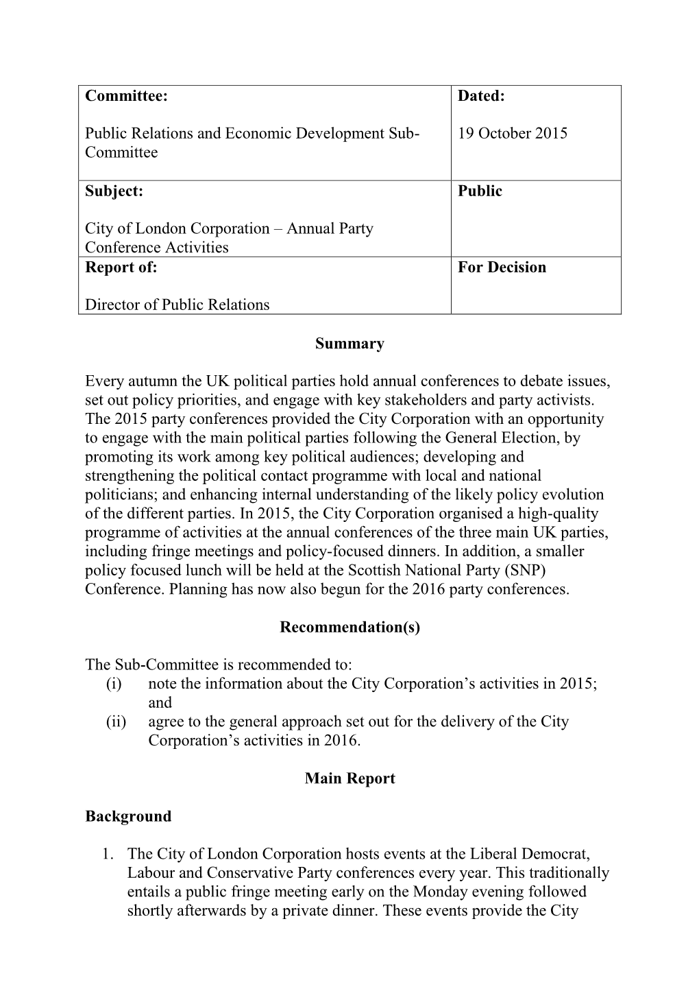 Annual Party Conference Activities PDF