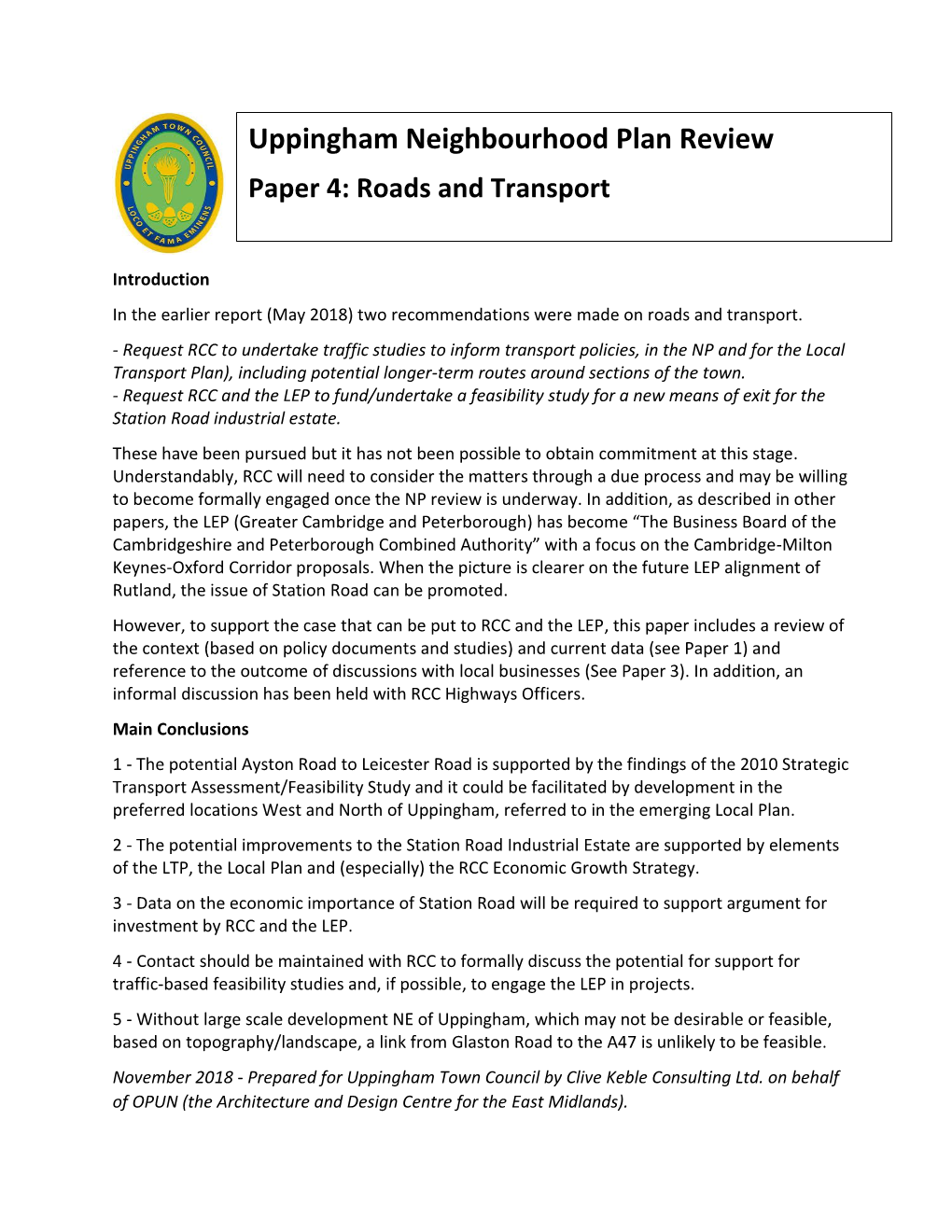 2018 12 18 Item 7 Paper 4 Roads & Transport
