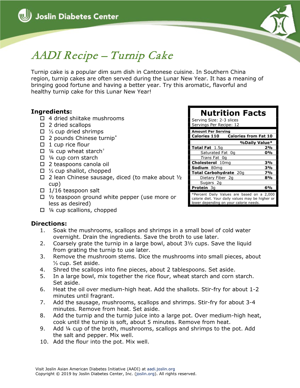 AADI Recipe – Turnip Cake