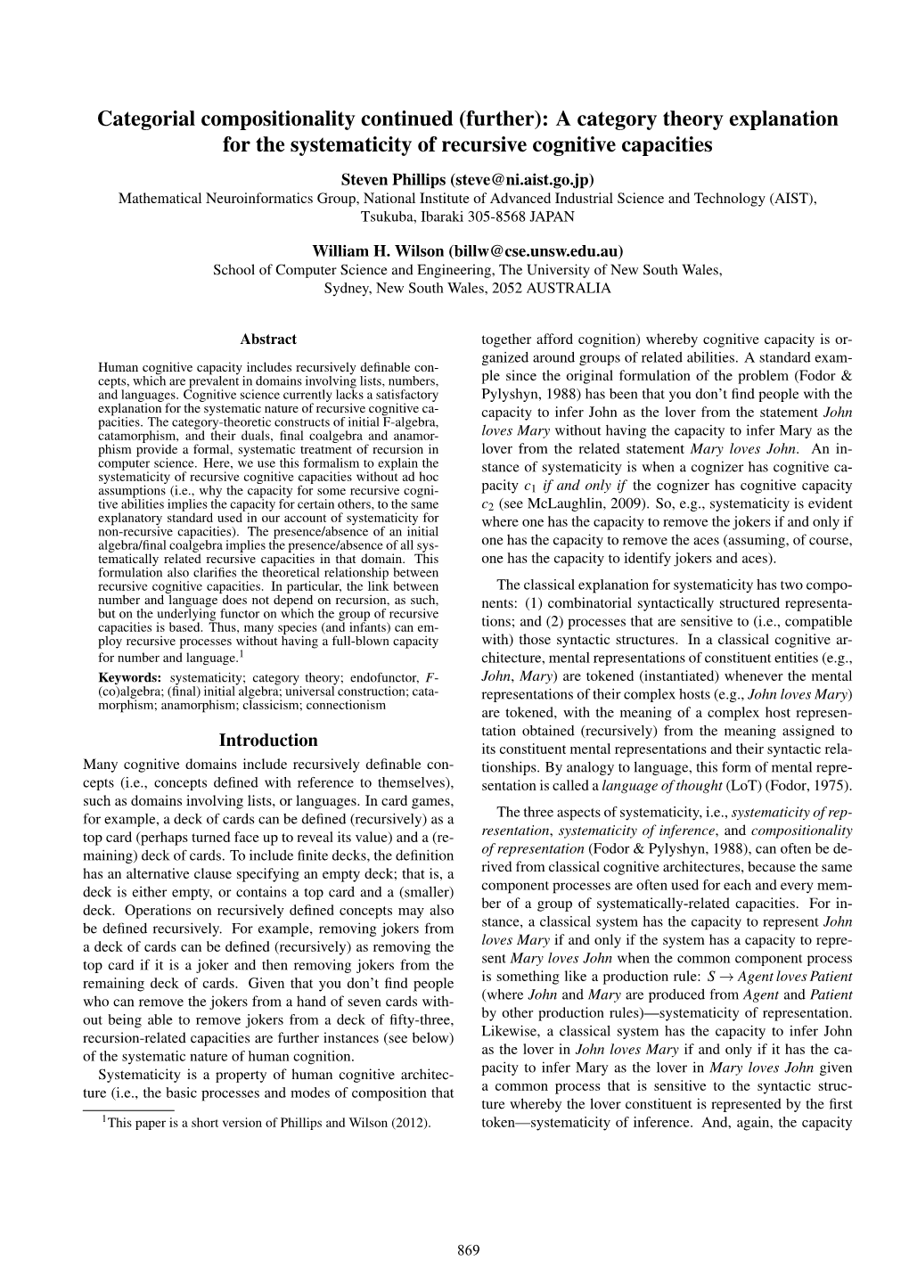 A Category Theory Explanation for the Systematicity of Recursive Cognitive