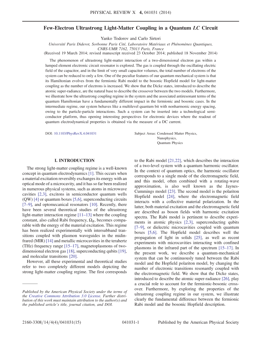 Few-Electron Ultrastrong Light-Matter Coupling in a Quantum LC Circuit