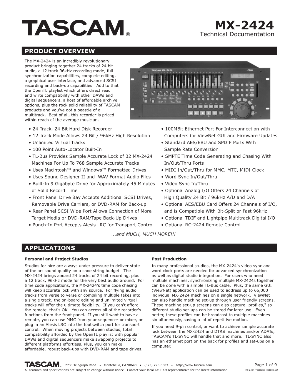 MX-2424 Technical Documentation