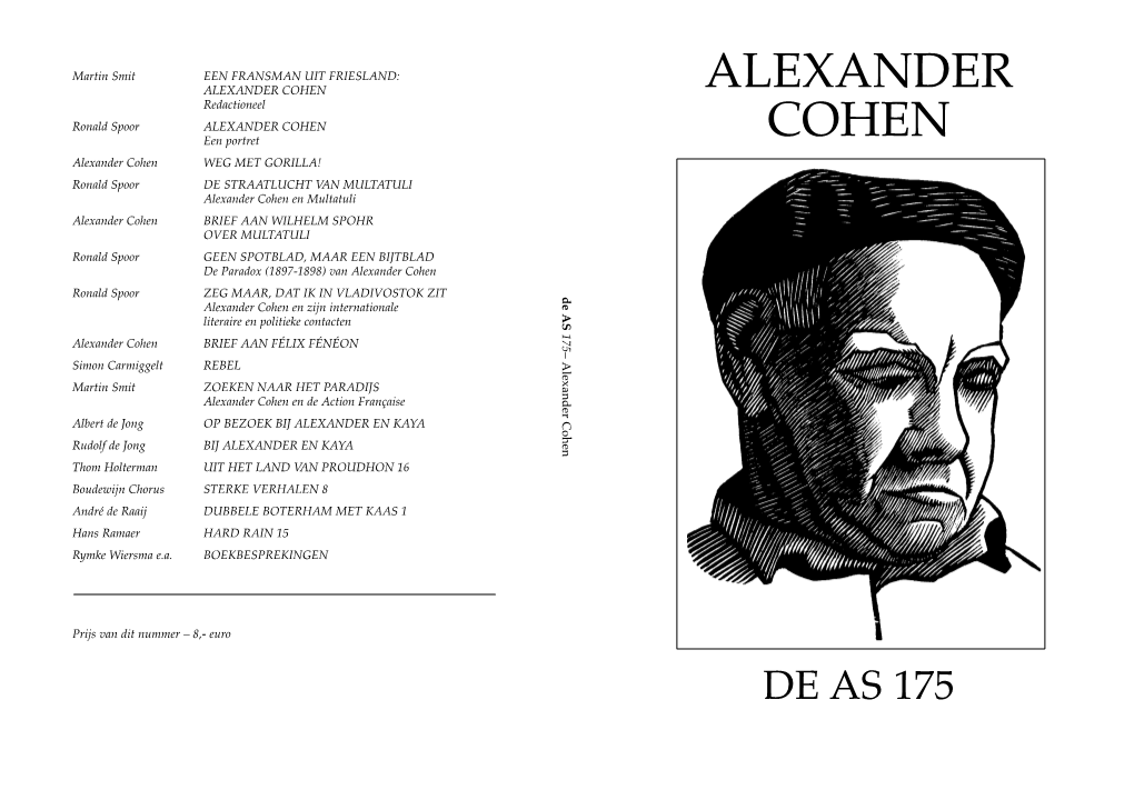 ALEXANDER COHEN ALEXANDER Redactioneel Ronald Spoor ALEXANDER COHEN Een Portret COHEN