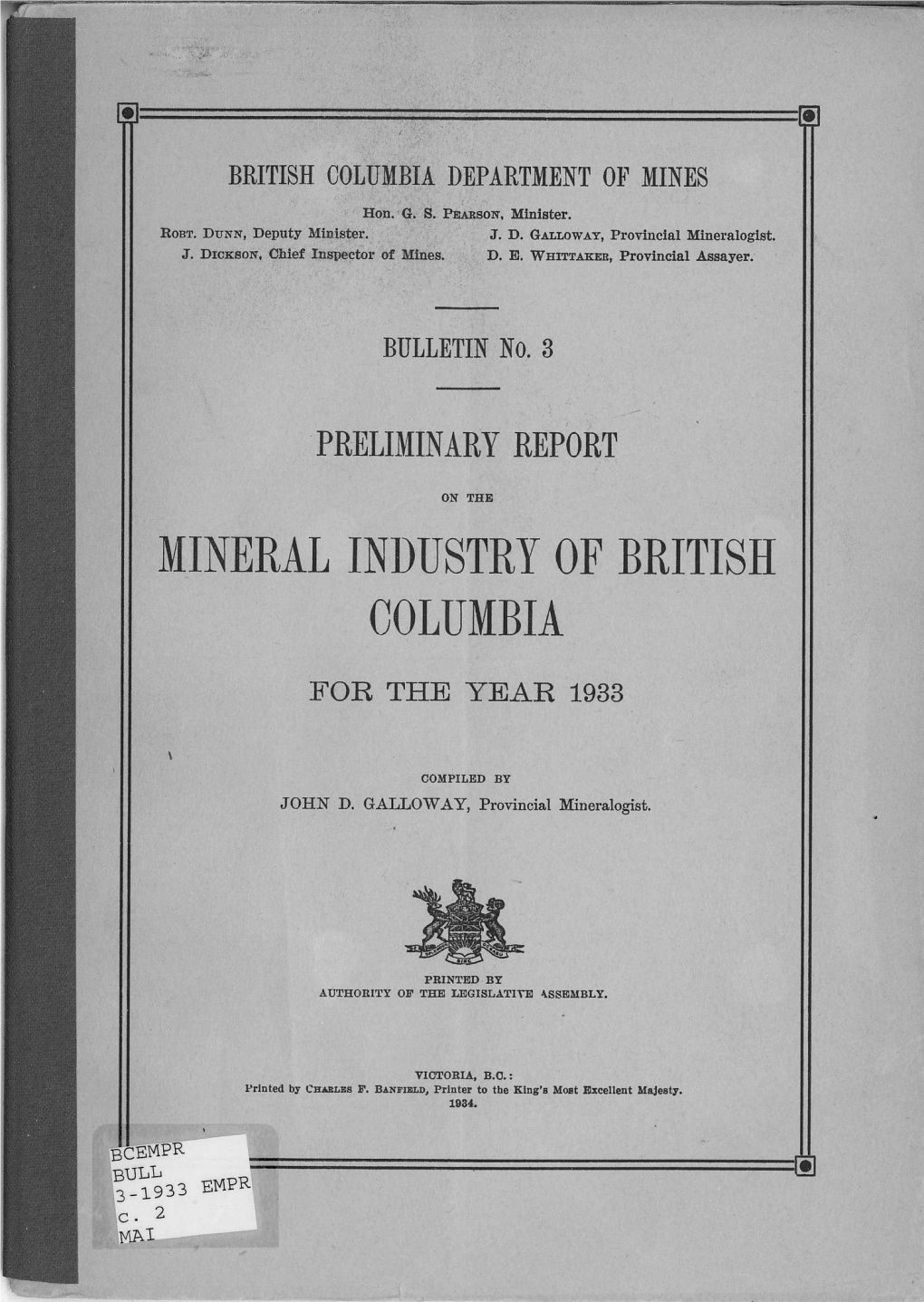 Mineral Industry of British Columbia