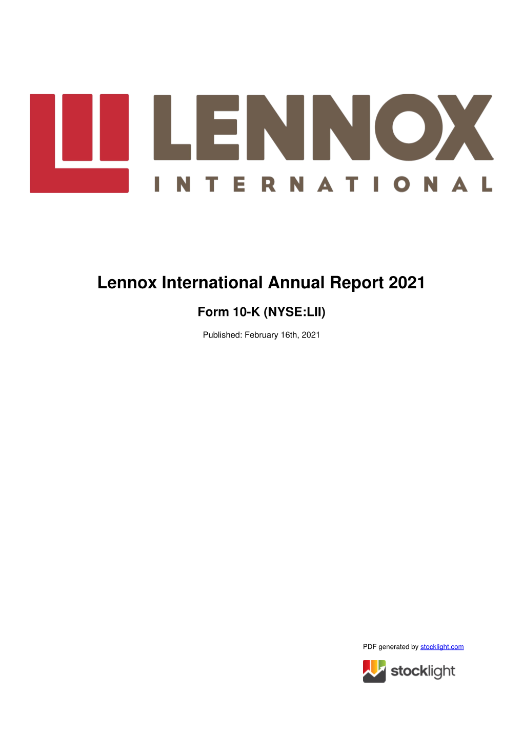 Lennox International Annual Report 2021
